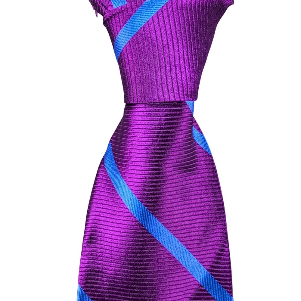 Brooks Brothers Striped Silk Tie Mens Purple Blue Repp Stripe Business Formal
